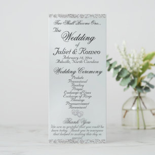 Elegant Script & Glitter - White Pearl Wedding Programme
