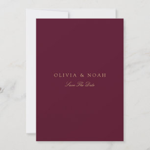 Elegant Script Gold & Burgundy Save The Date Card