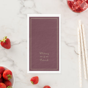 Elegant Script Gold Burgundy Wedding Minimalist Napkin