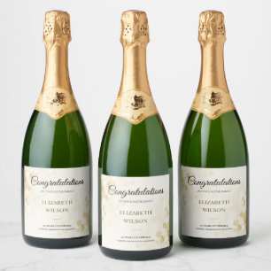 Elegant Script Gold Confetti Retirement Party Sparkling Wine Label