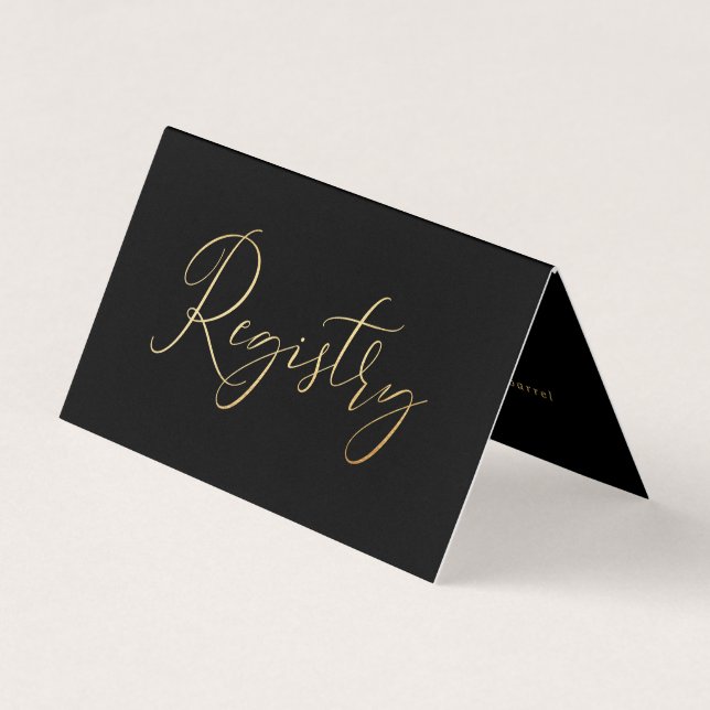 Elegant Script Gold Foil Gift Registry Card (Front)