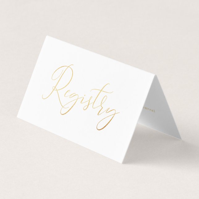 Elegant Script Gold Foil Gift Registry Card (Front)
