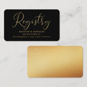 Elegant Script Gold Foil Gift Registry Enclosure Card
