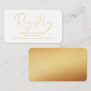 Elegant Script Gold Foil Gift Registry Enclosure Card