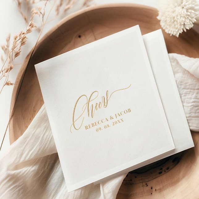 Elegant Script Gold Foil Napkins (Creator Uploaded)