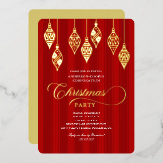 Elegant Script Gold Foil Ornaments Christmas Party