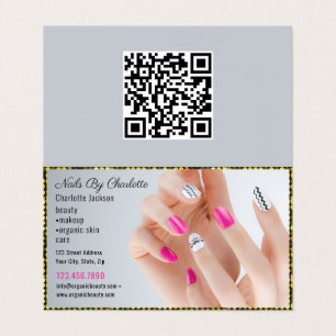 Elegant Script Gold Glitter Photo Collage Nail Art Business Card