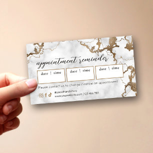 Elegant Script Gold Marble Beauty Salon Hair Spa Appointment Card