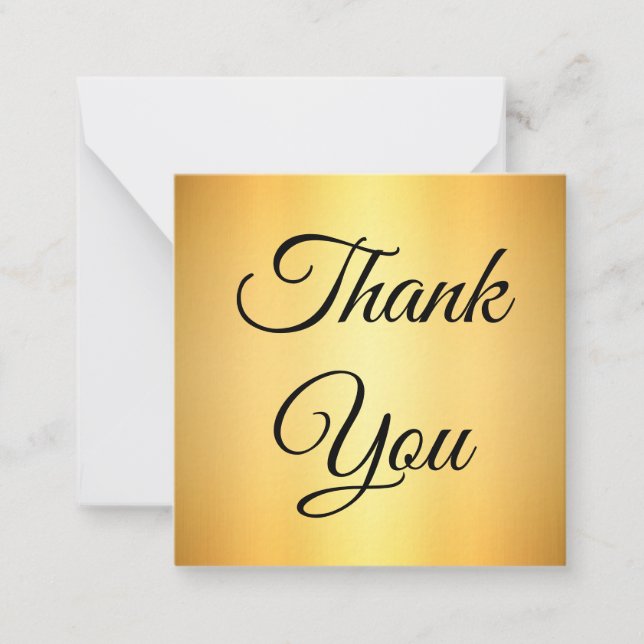 elegant script gold metallic wedding thank you card (Front)