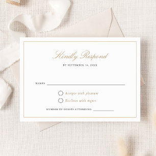 Elegant Script Gold Modern Calligraphy RSVP Invitation