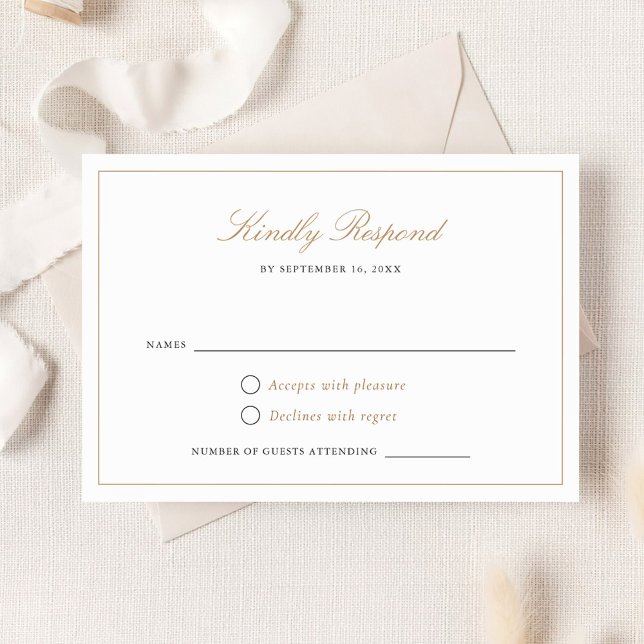 Elegant Script Gold Modern Calligraphy RSVP Invitation (Creator Uploaded)