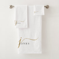 Elegant Script Gold Monogram Initials Name 