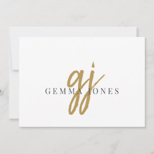 Elegant Script Gold Monogram Initials Name  Card