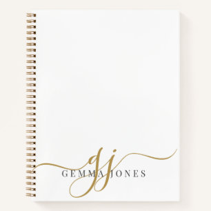 Elegant Script Gold Monogram Initials Name  Notebook
