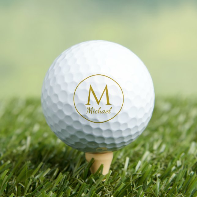 Elegant Script Gold Name Monogram 12 Pack Value Golf Balls (Insitu Tee)
