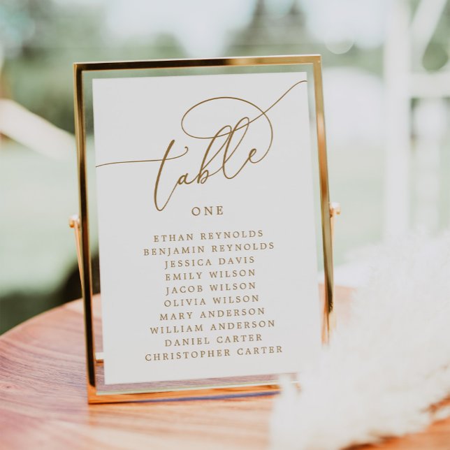 Elegant Script Gold Table Number Seating Chart (Creator Uploaded)