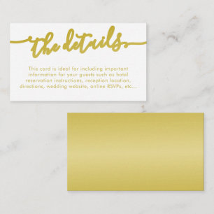 Elegant Script Gold Wedding Details Website Info Enclosure Card