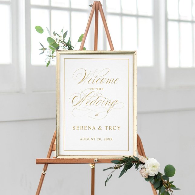 Elegant Script Gold Wedding Welcome Sign (Creator Uploaded)