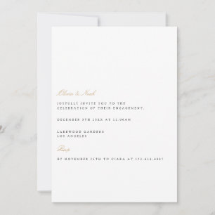 Elegant Script Gold & White Engagement Invitation