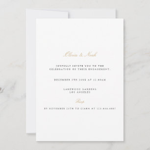 Elegant Script Gold & White Engagement Invitation
