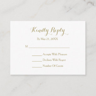 Elegant Script Gold White RSVP Card