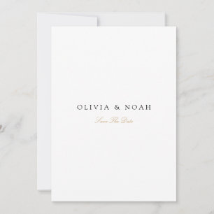 Elegant Script Gold & White Save The Date Card