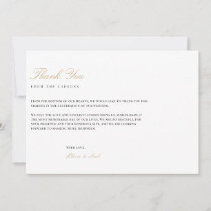 Elegant Script Gold & White Thank you Card