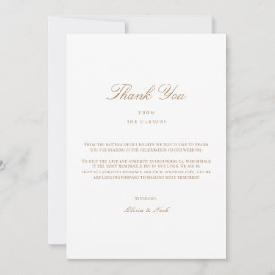 Elegant Script Gold & White Thank you Card