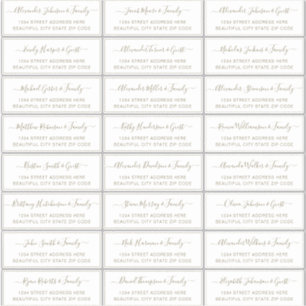 Elegant Script Gold White Wedding Guest Address 