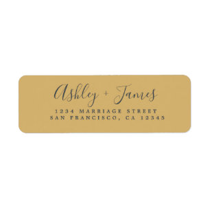 Elegant Script Gold Yellow Wedding Return Address