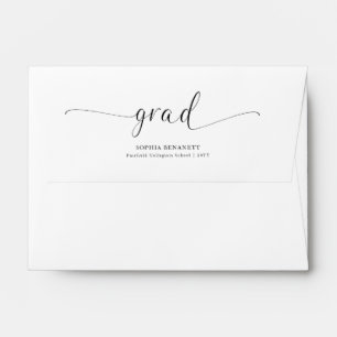 Elegant Script Grad Black and White Graduation Envelope