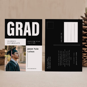 Elegant Script Grad Photo Graduation Thank You Postcard