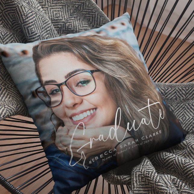 Elegant Script Graduate 2 Photograph Keepsake  Cushion (Creator Uploaded)