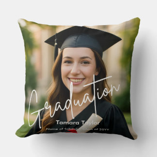 Elegant Script Graduate 2 Photograph Keepsake Thro Cushion