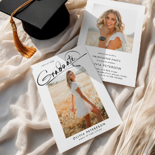 Elegant Script Graduate Arch Photo Graduation Invitation