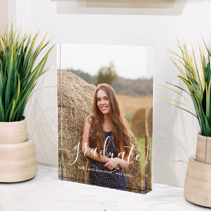 Elegant Script "Graduate" Custom Photo Block