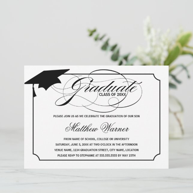 Elegant Script Graduate Invitation (Standing Front)