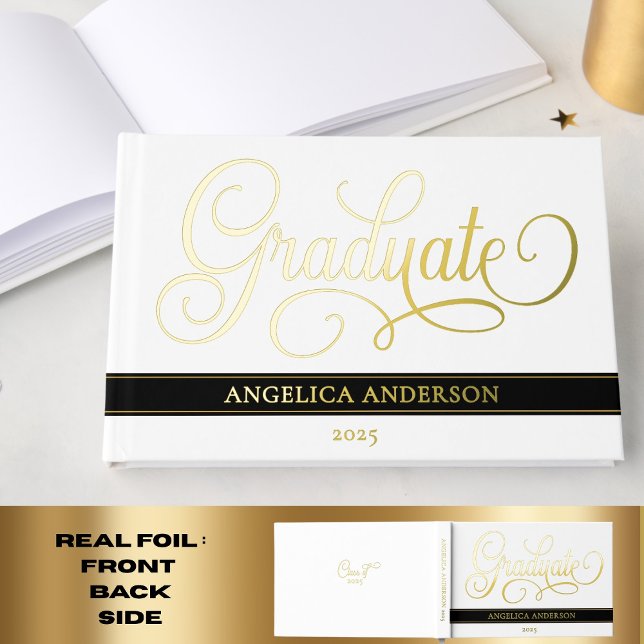 Elegant Script Graduate Luxurious Real Guest Book (Creator Uploaded)