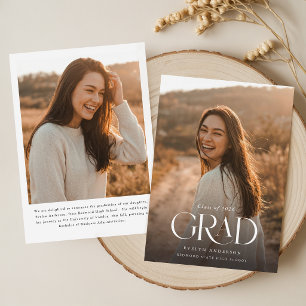Elegant Script Graduate Simple Photo Graduation Announcement