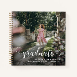Elegant Script Graduation 2 Photo Guest Book
