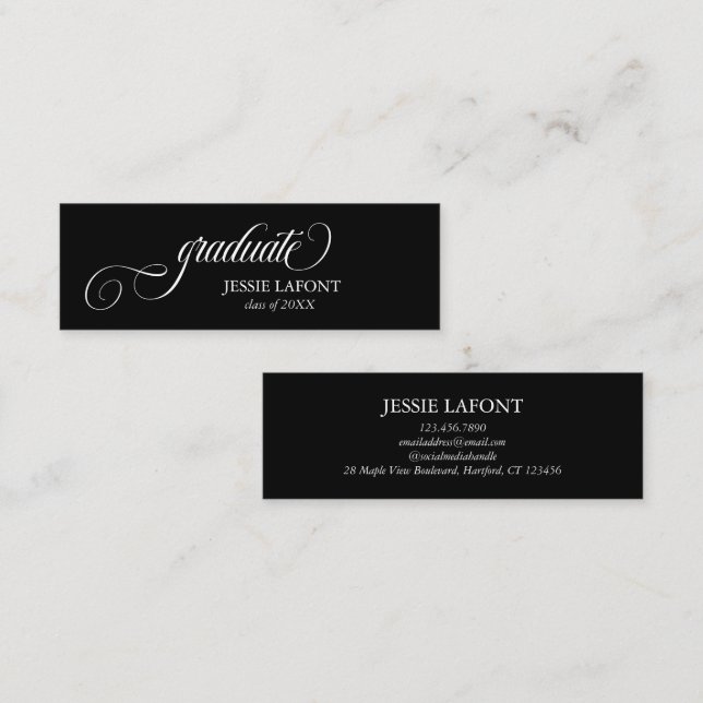 Elegant Script Graduation Mini Name Card (Front/Back)