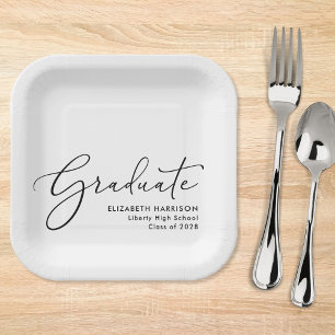 Elegant Script Graduation Party Paper Plate