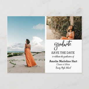 Elegant Script Graduation Party Save The Date Announcement Postcard