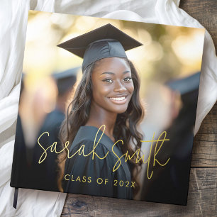 Elegant script graduation photo graduate name guest book