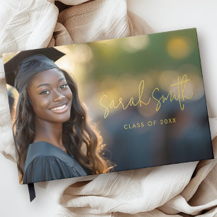 Elegant script graduation photo graduate name guest book