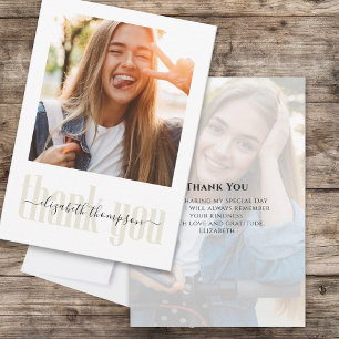 Elegant Script Graduation Photo Thank You Card