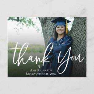Elegant Script   Graduation Photo Thank You Postcard