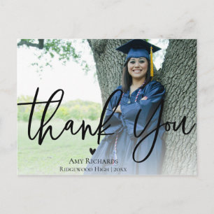 Elegant Script   Graduation Photo Thank You Postcard