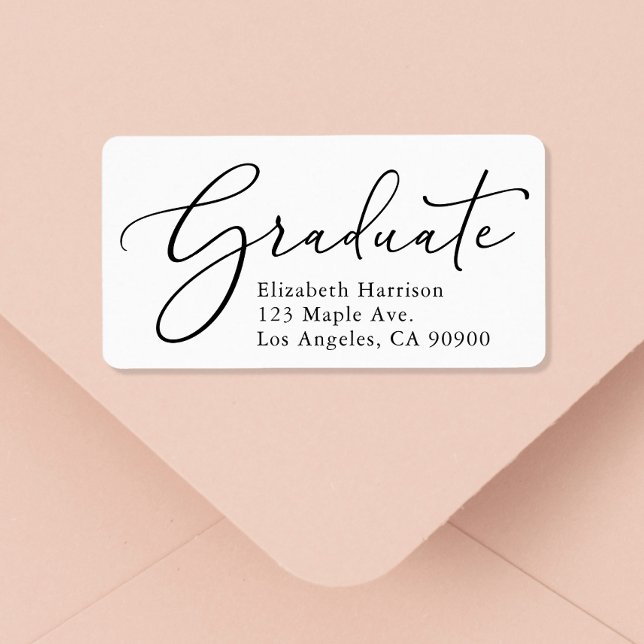 Elegant Script Graduation Return Address Label (Creator Uploaded)