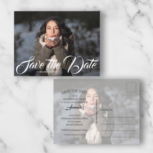 Elegant Script Graduation SAVE THE DATE Postcard (Creator Uploaded)